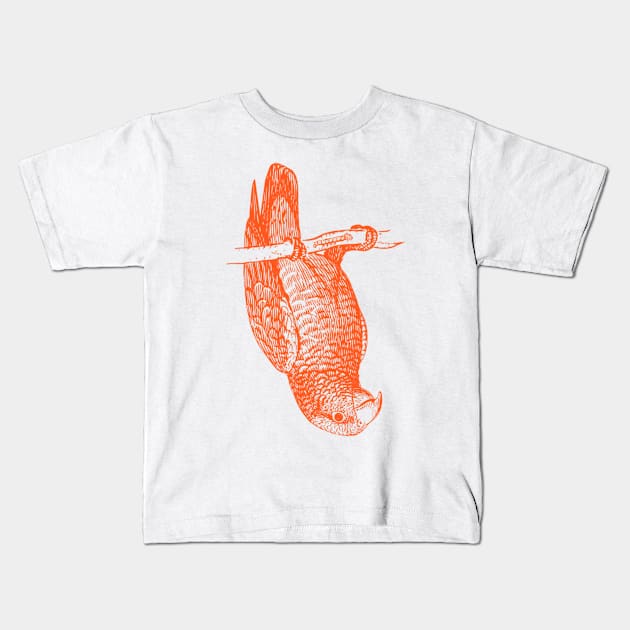 The Upside Down - Balancing Act, Funny Parrot Kids T-Shirt by Kcaand